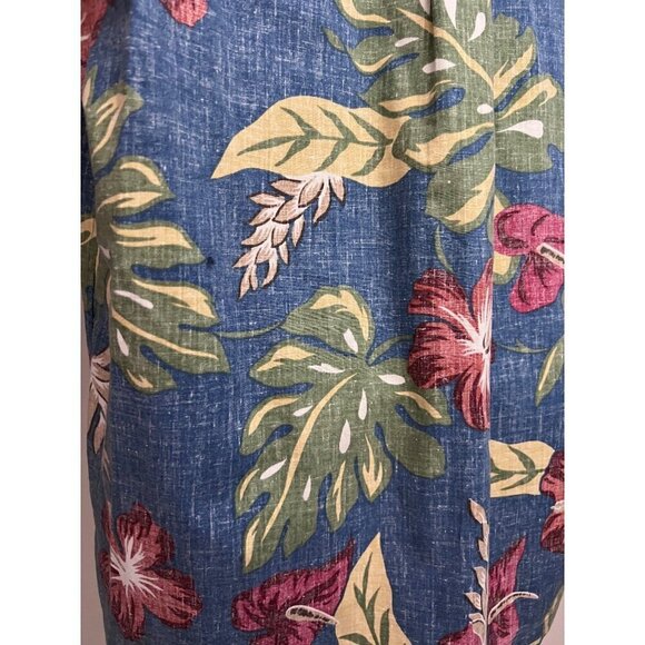 Reyn Spooner Hawaiian Aloha Floral Reverse Print Pullover Shirt Medium Pocket - Picture 7 of 9